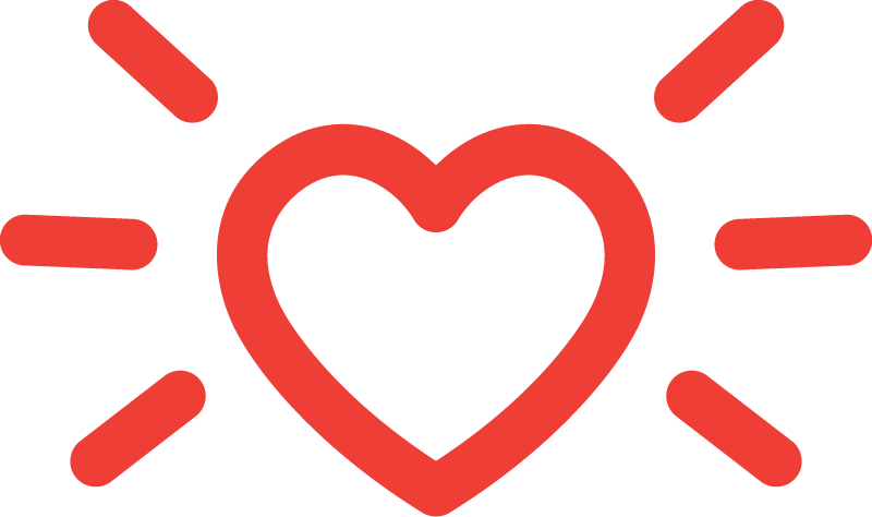 glowing heart icon red